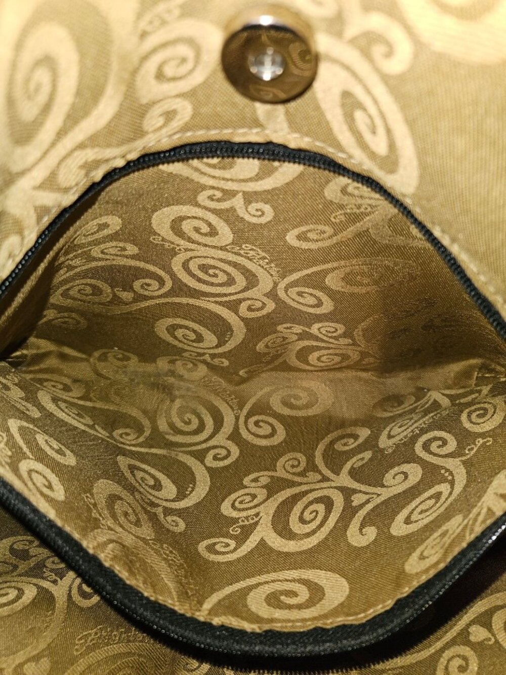 Brighton Canvas/Leather Colorful Floral Boho Hobo Stitched Tote Shoulder Bag - Picture 9 of 16